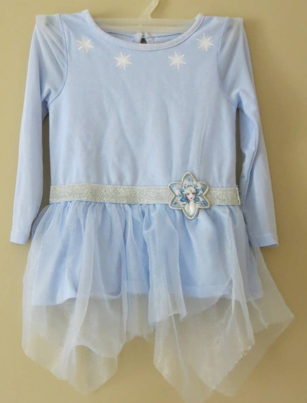 DISNEY FROZEN Princess Dress Costume Play Size 4 Girl Long Sleeve Blue Halloween